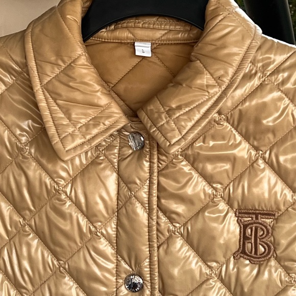 🔥BURBERRY 🔥AUTHENTIC HEATHFIELD FRINTON KNIT CUFFSS QUILTED TAN COLOR JACKET - Picture 5 of 16